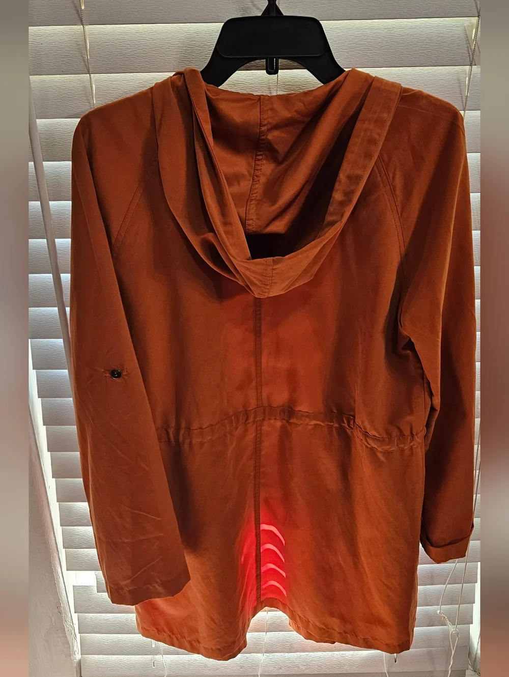 LOVE TREE Hooded Light Utility Jacket M Tie Front Casual Roll Tab Sleeve Anorak - Picture 7 of 8